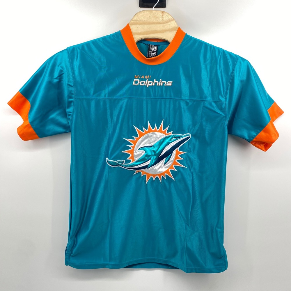 NFL Team Apparel Miami Dolphins Jersey Men S Aqua Orange Embroidered Logo Shirt